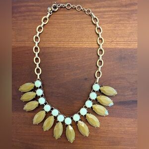 J CREW Statement Necklace Aqua & Olive & gold chain EUC